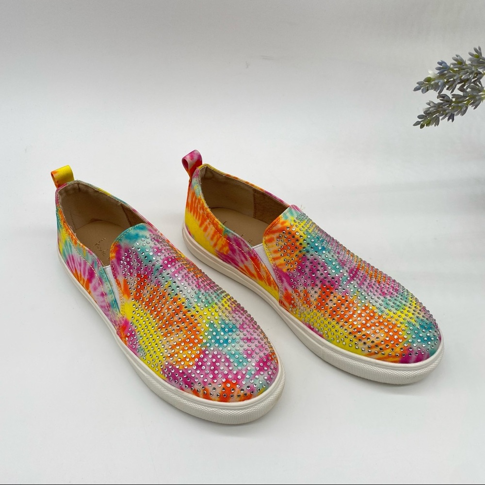 6 NICOLE MILLER Sandra Tie Dye Rhinestone slip on sneakers size 6